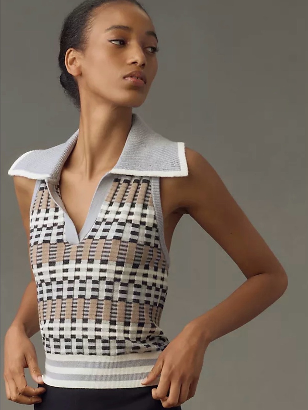 Anthropology Maeve Halter Polo Sweater Tank